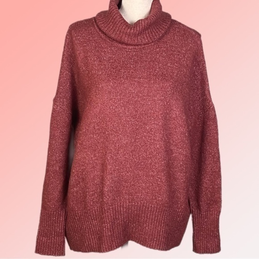 WILLIAM RAST brick/rust color oversized turtleneck sweater in size Medium. EUC